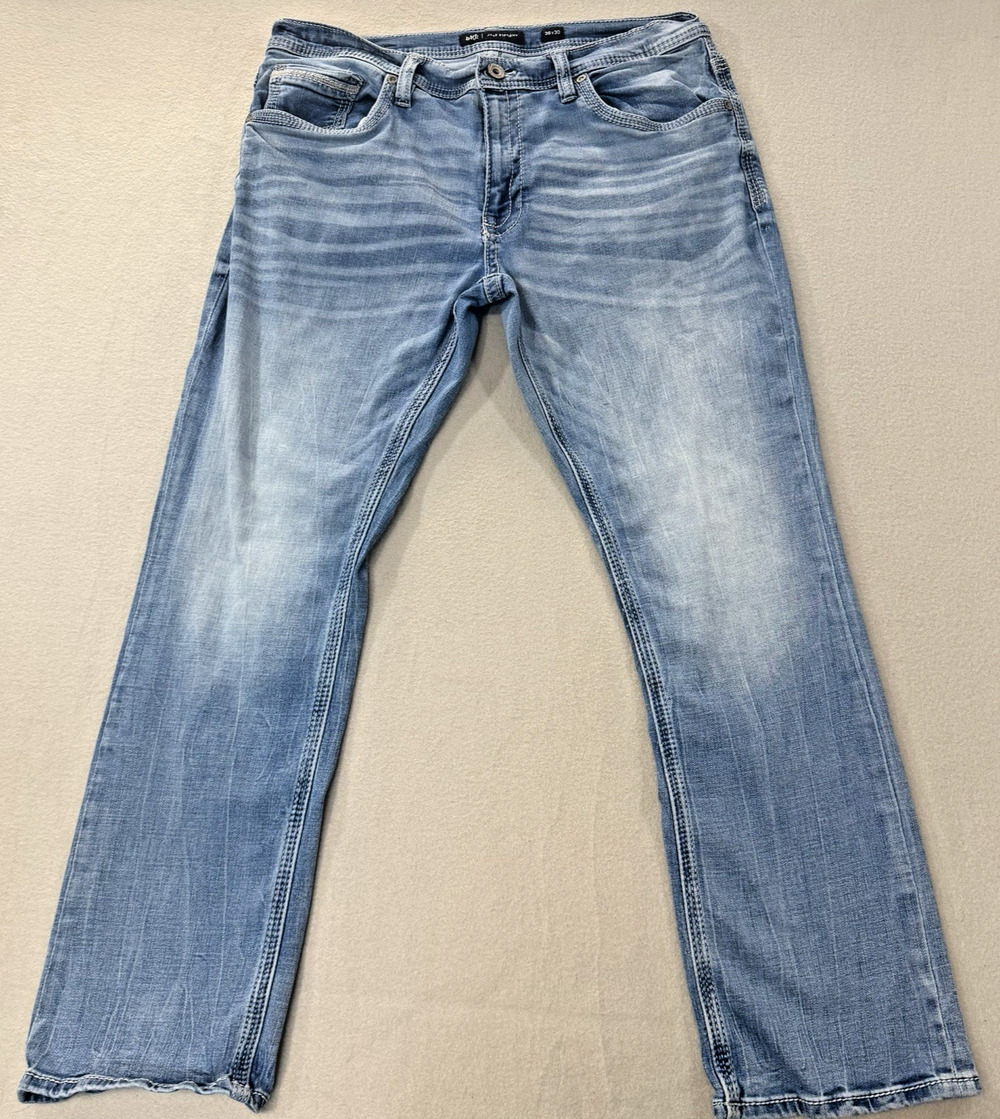 BKE Jake Straight Jeans Mens 36x30 Light Wash Denim Buckle Classic Fit